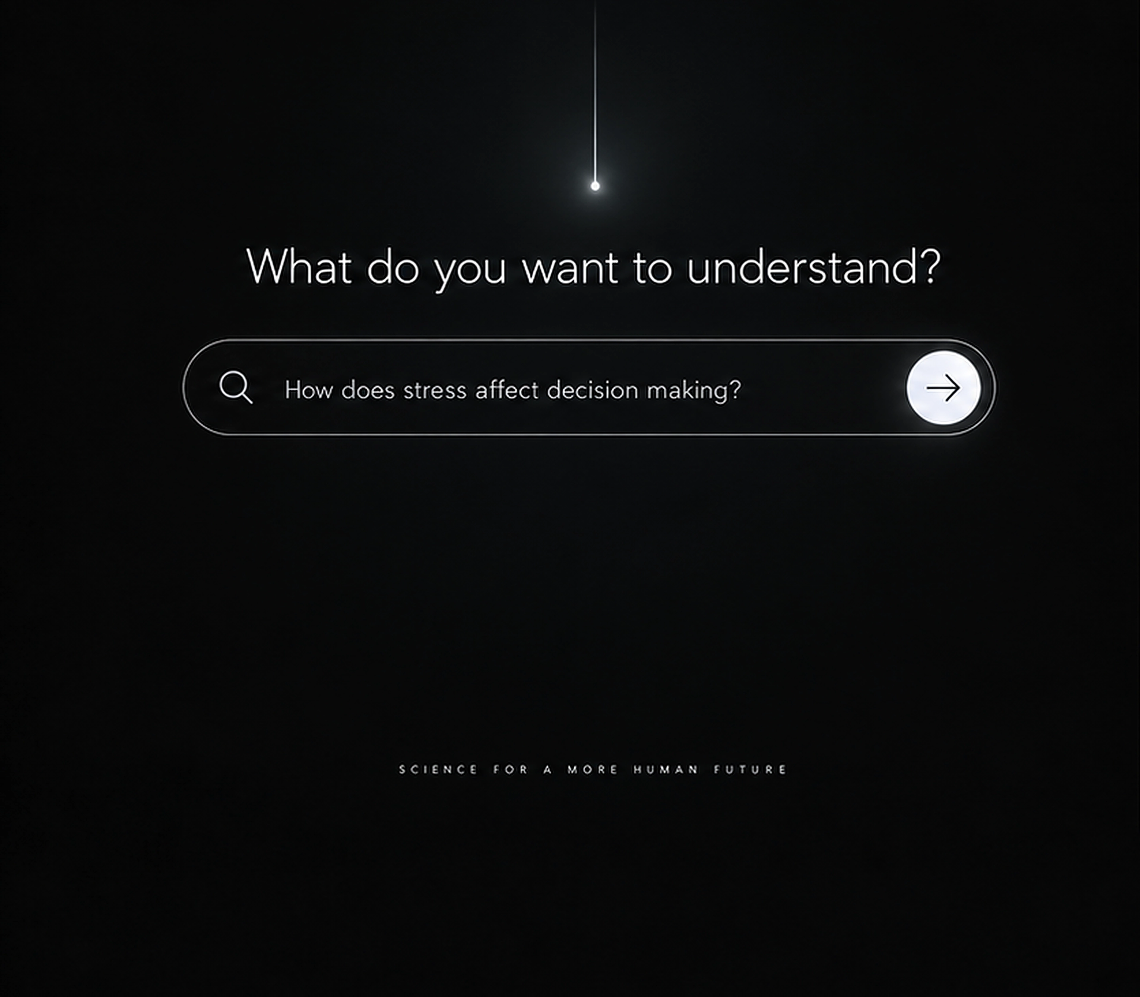 A research question transitioning into the Research Discovery interface.