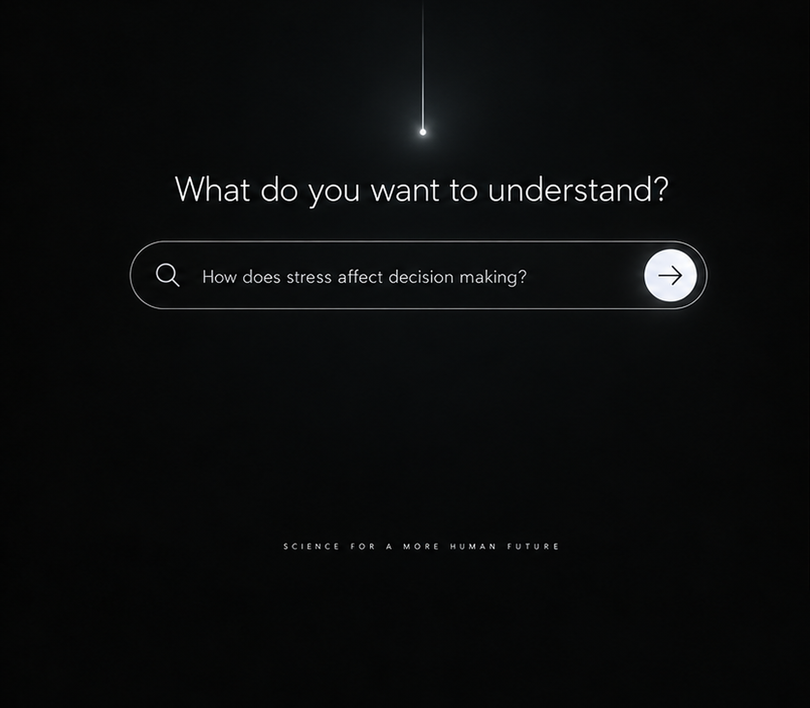 A research question transitioning into the Research Discovery interface.